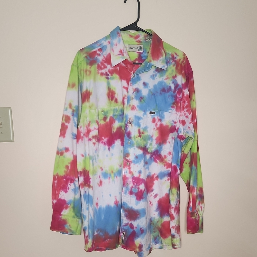 Long-sleeve Tie-Dye Button-Up Shirt